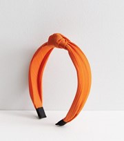 New Look Bright Orange Ribbed Knot Headband